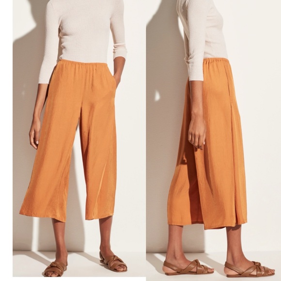Vince Pants - 🥃 VINCE GIN METALLIC SATIN WIDE LEG FLARE CAPRI PANTS!